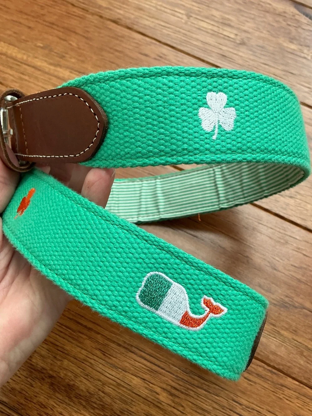 Vineyard Vines Irish St. Patrick’s Belt, green with Irish colors, size 32